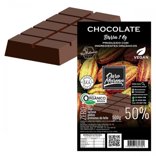 Barra de chocolate orgânico para derreter 50% cacau ouro moreno - 1 kg