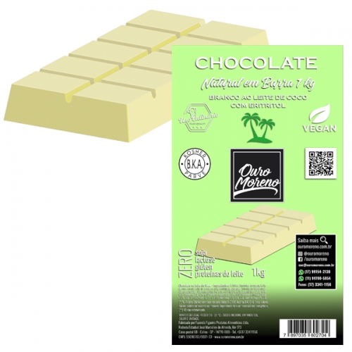 Barra de chocolate branco diet com eritritol culinário - 1kg  desconto 35%