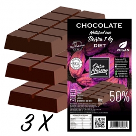 Kit 3 Barras de Chocolate para derreter Diet 50% cacau com Maltitol - 1 kg x 3