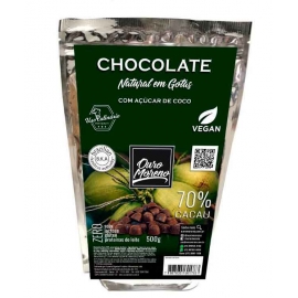 Gotas de Chocolate 70% Cacau com Açúcar de Coco - Pacote de 500 g