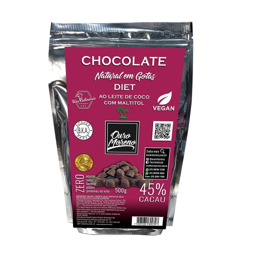 Dite Coco Gotas de Chocolate 45% Cacau ao Leite de Coco Diet - pacote de 500g